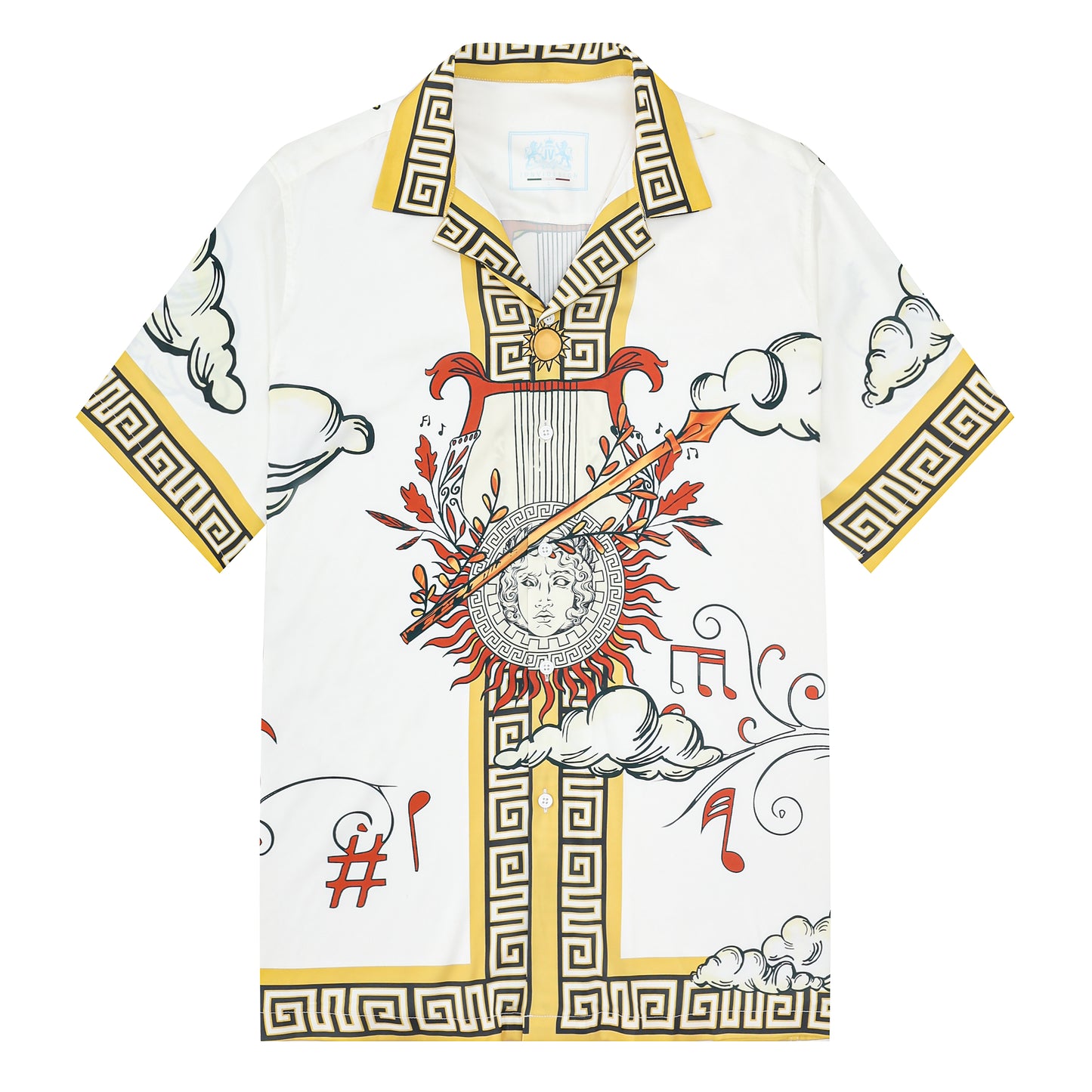 Greek God Sun Pattern Camp Collar Casual Shirt for Men