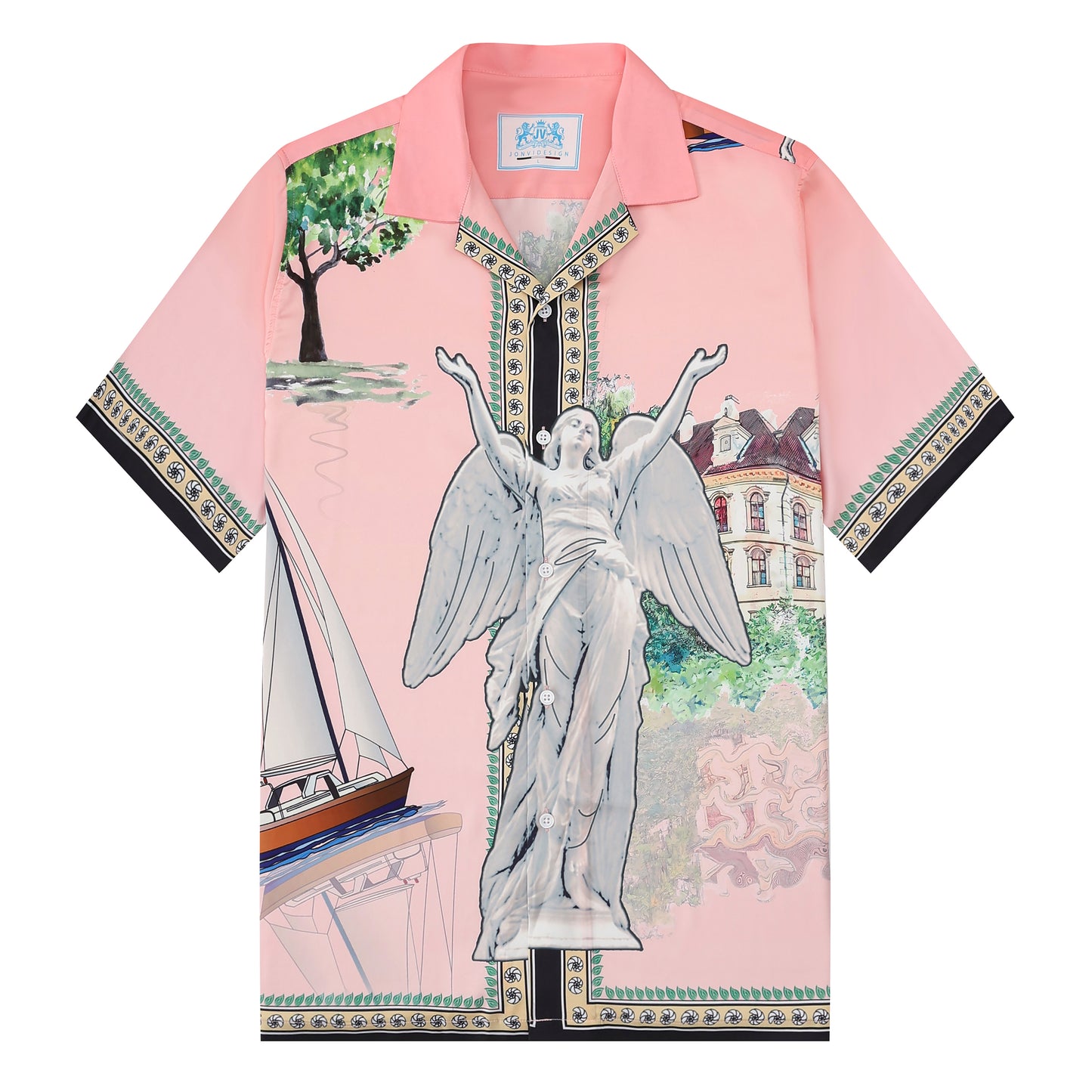 Goddess Statue Pattern Short Sleeve Drop Shoulder Shirt