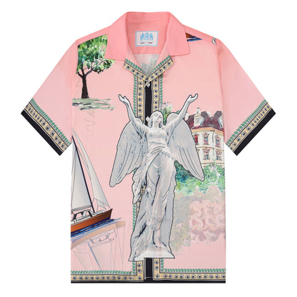 Goddess Statue Pattern Short Sleeve Drop Shoulder Shirt