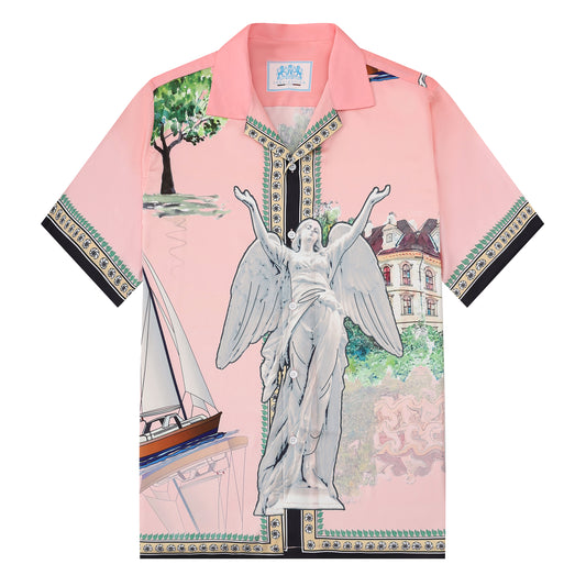 Goddess Statue Pattern Short Sleeve Drop Shoulder Shirt