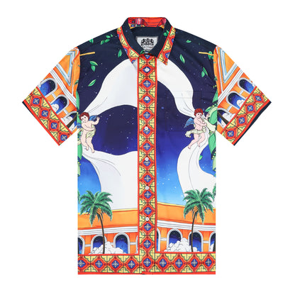 Olive Branch Pattern Short Sleeve Shirt