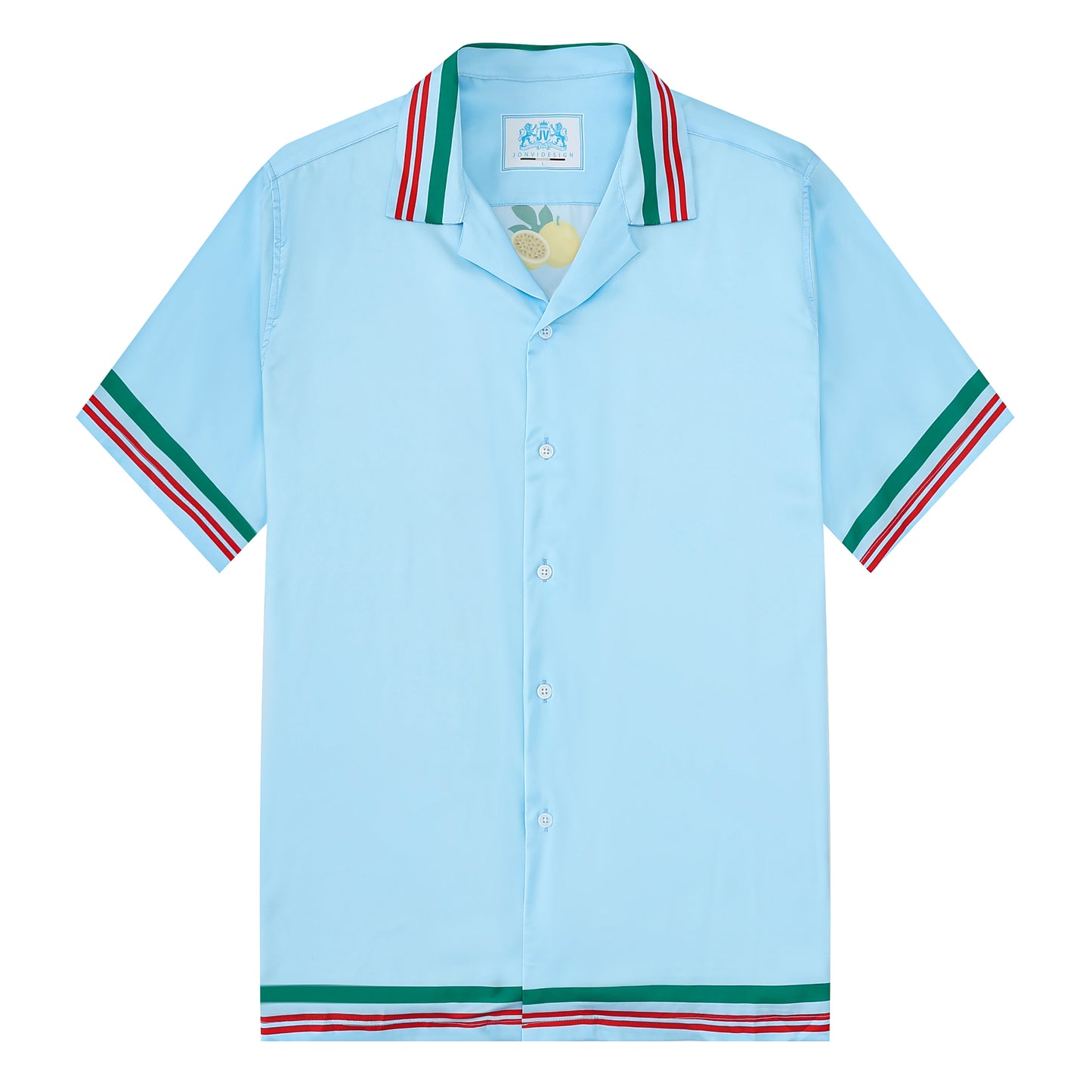 Palace Stripe Design Camp Collar Casual Shirt in Blue