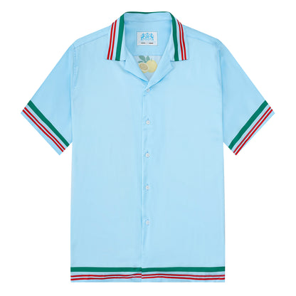 Palace Stripe Design Camp Collar Casual Shirt in Blue
