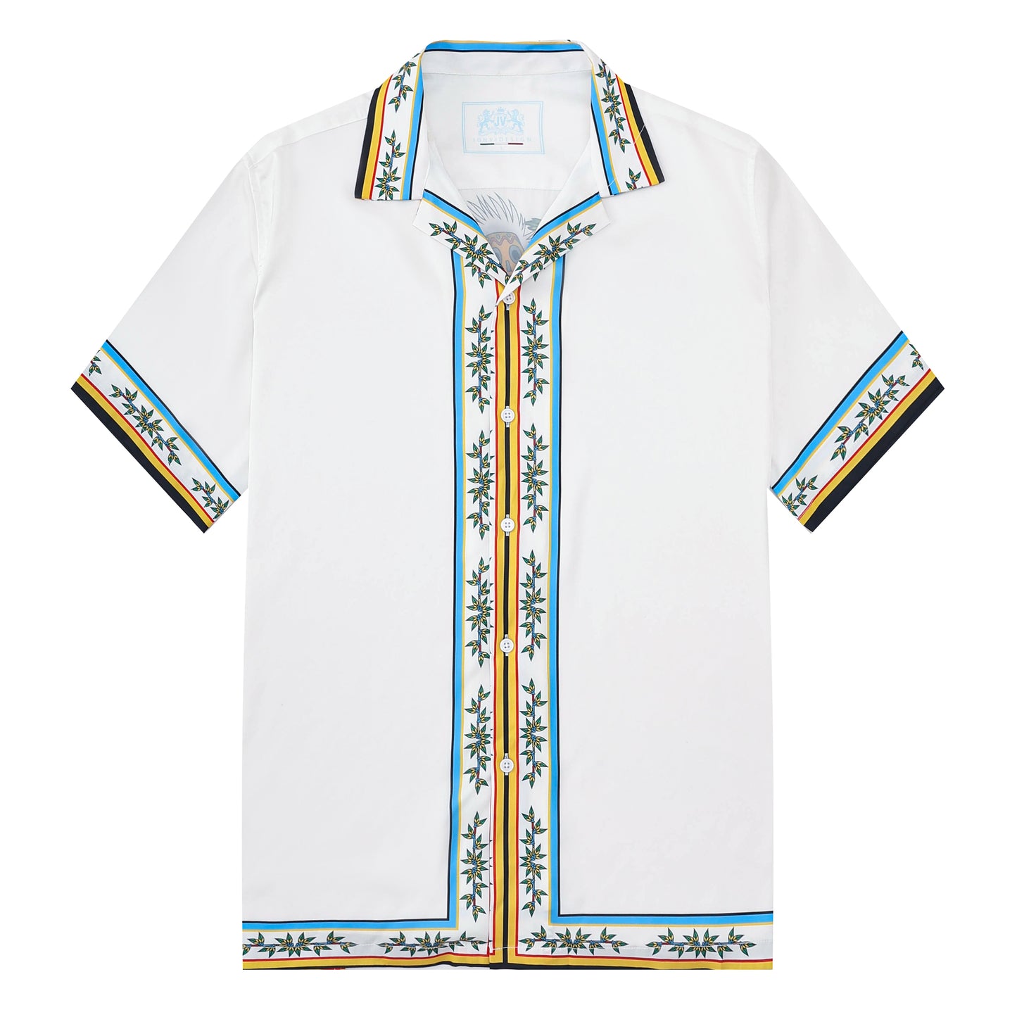 Tropical Vibe Tiki Pattern Short Sleeve Camp Collar Shirt