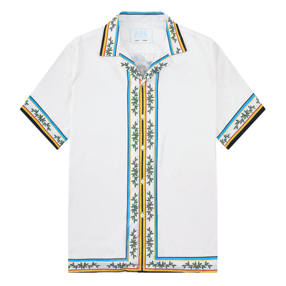 Tropical Vibe Tiki Pattern Short Sleeve Camp Collar Shirt