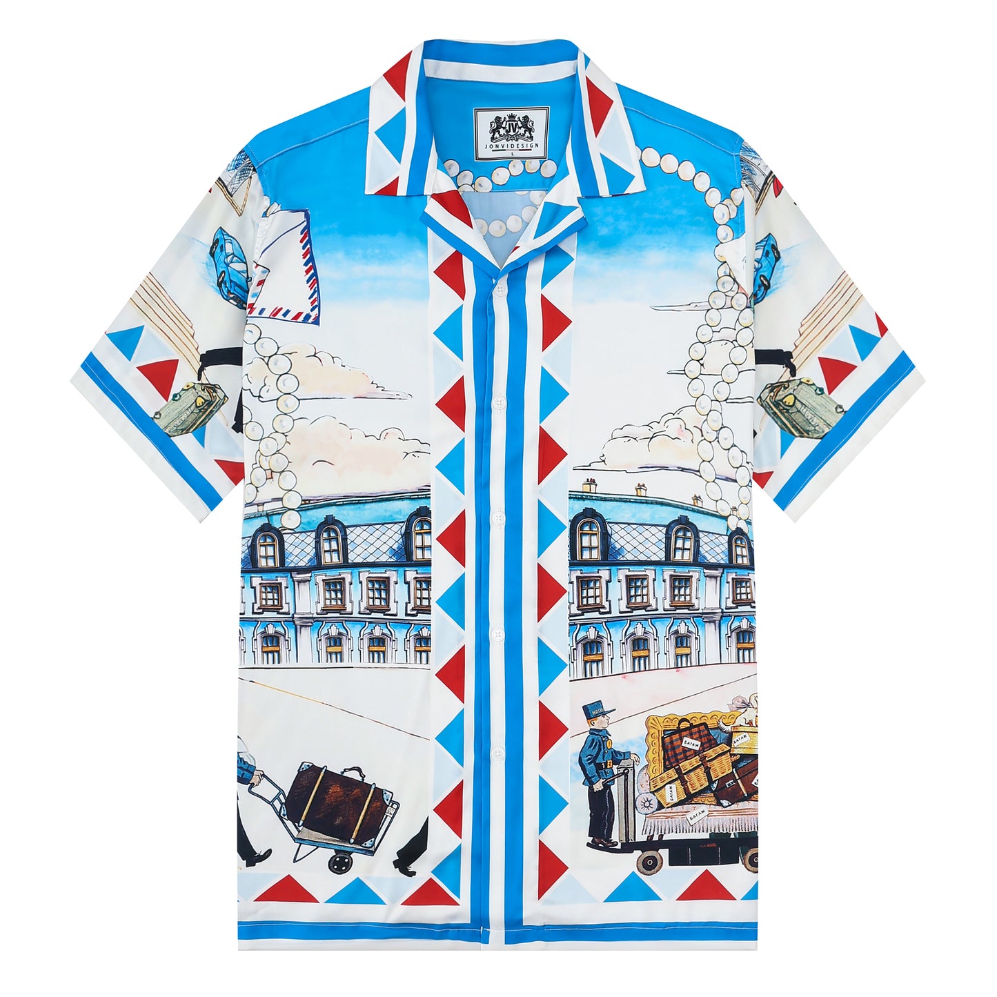 Resort Pattern Print Short Sleeve Camp Collar Shirt