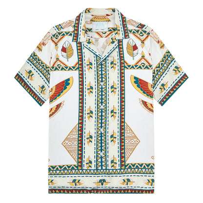 Egyptian Totem Pattern Camp Collar Casual Shirt for Men