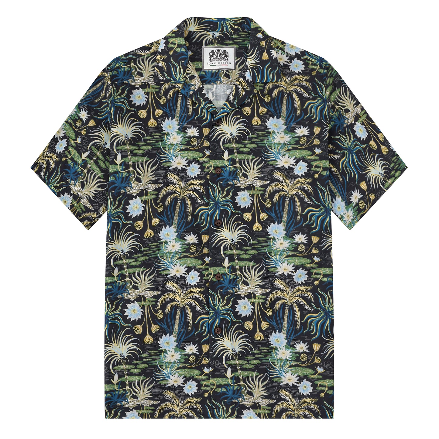 Aloha Style Floral Pattern Camp Collar Short Sleeve Shirt