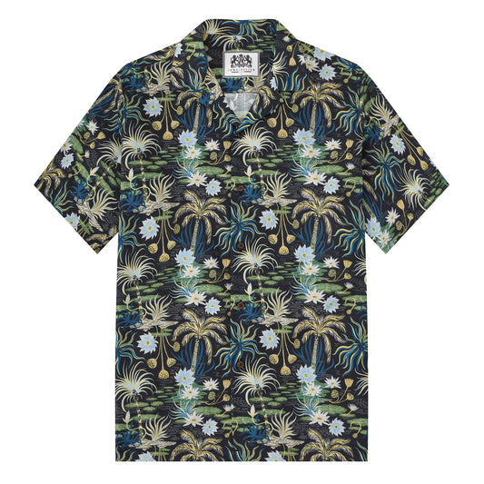 Aloha Style Floral Pattern Camp Collar Short Sleeve Shirt