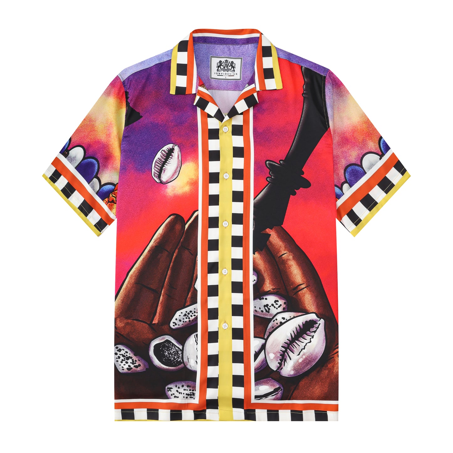 Casino Pattern Short Sleeve Camp Collar Casual Shirt