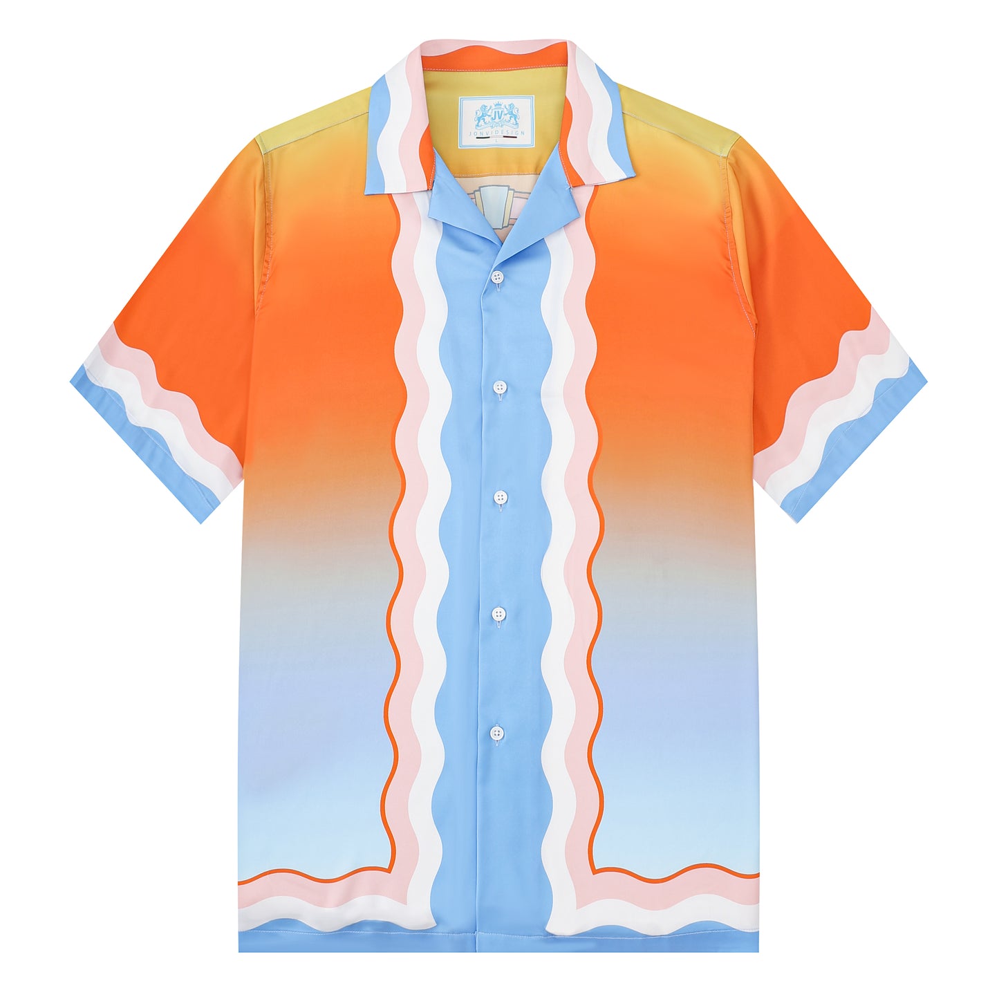 Angel Sun Pattern Short Sleeve Camp Collar Shirt