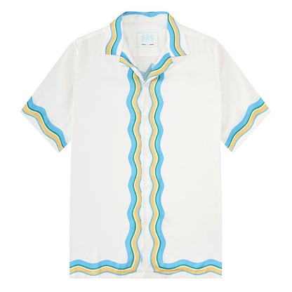 Seahorse Beach Pattern Short Sleeve Camp Collar Shirt