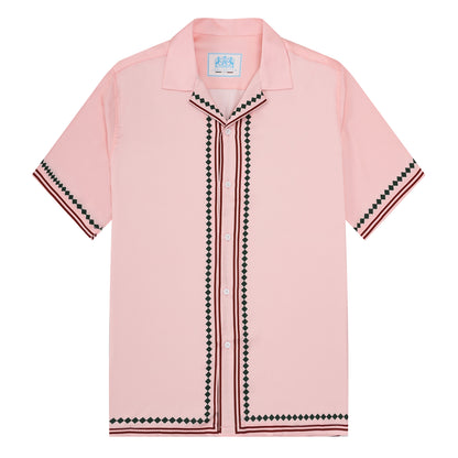 Pink Flower Design Short Sleeve Sports Shirt