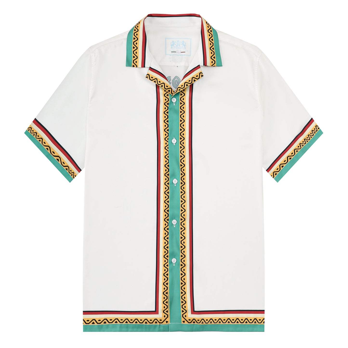 Festival Outfit Tiki Statue Pattern Short Sleeve Camp Collar Shirt