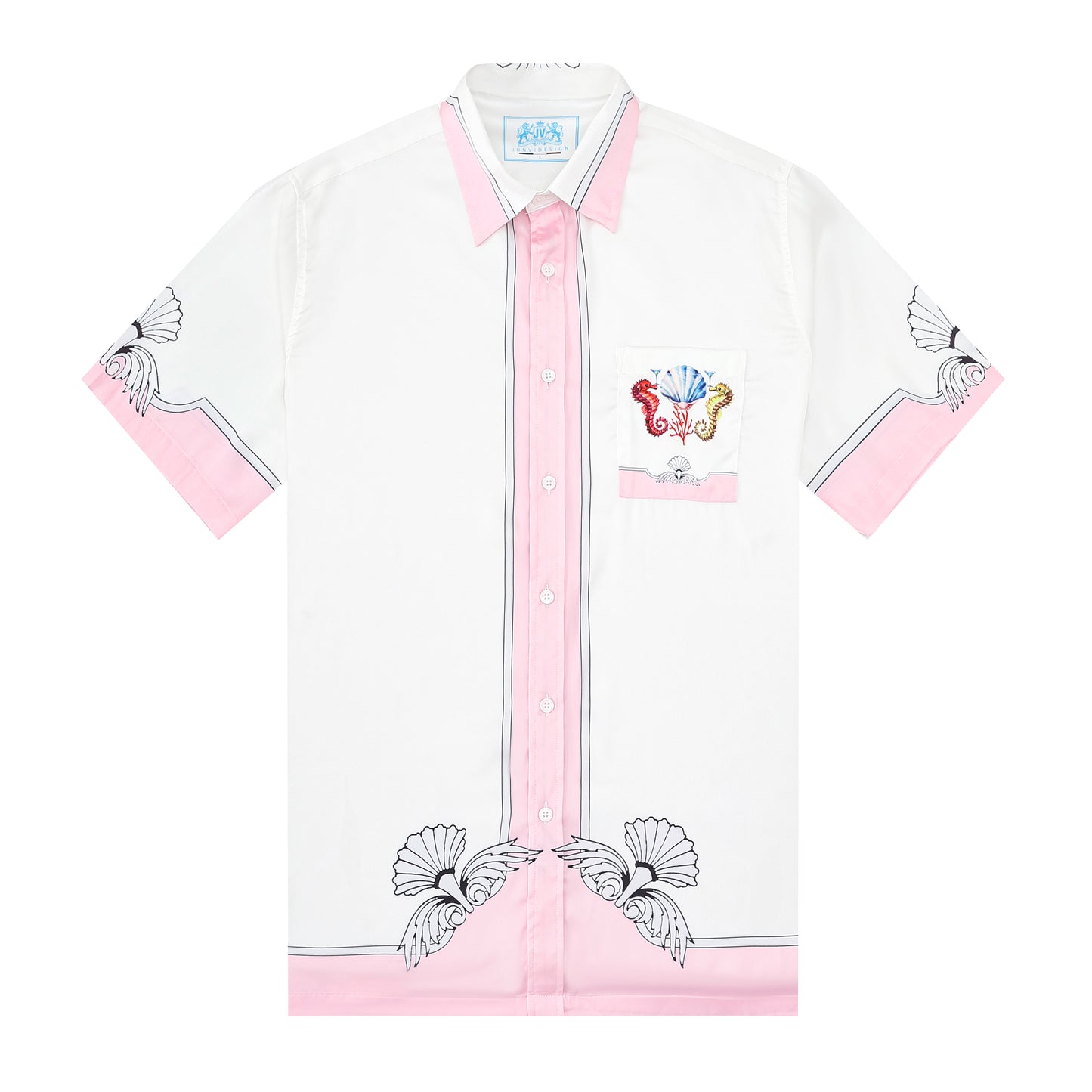 Marine Seahorse Pattern Short Sleeve Button Shirt