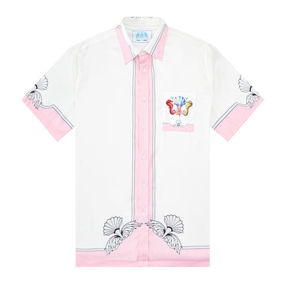 Marine Seahorse Pattern Short Sleeve Button Shirt