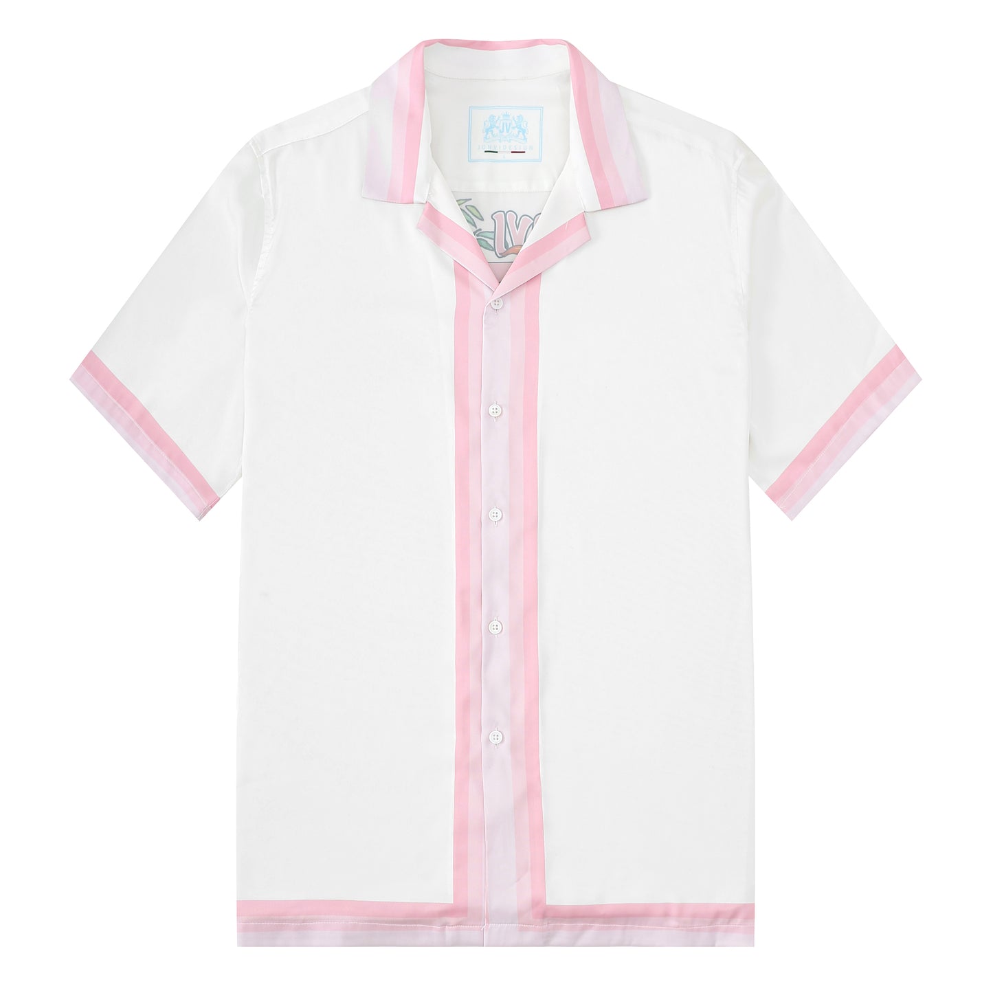 Tropical Tiki Statue Floral Pattern Short Sleeve Camp Collar Shirt