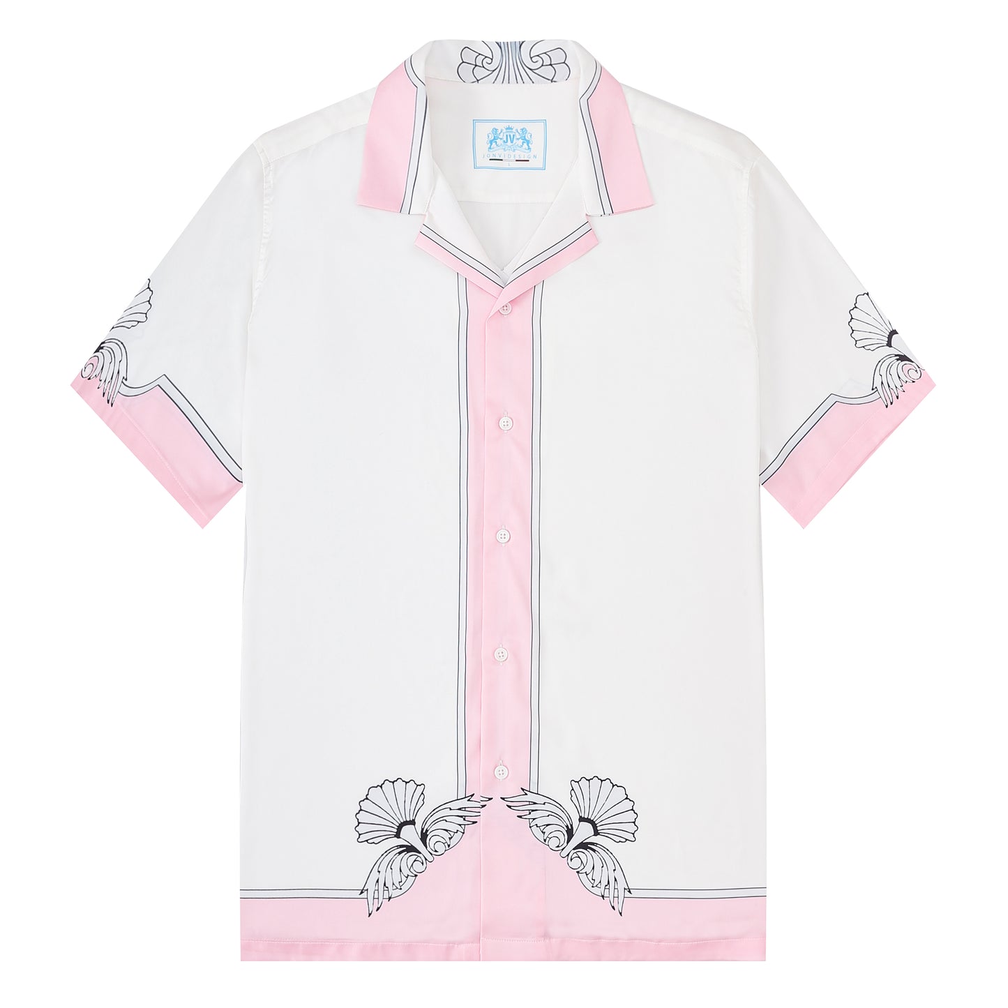 Marine Seahorse Pattern Short Sleeve Camp Collar Shirt