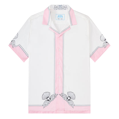 Marine Seahorse Pattern Short Sleeve Camp Collar Shirt