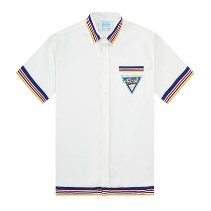 Resort Wear Western Architecture Pattern Short Sleeve Shirt