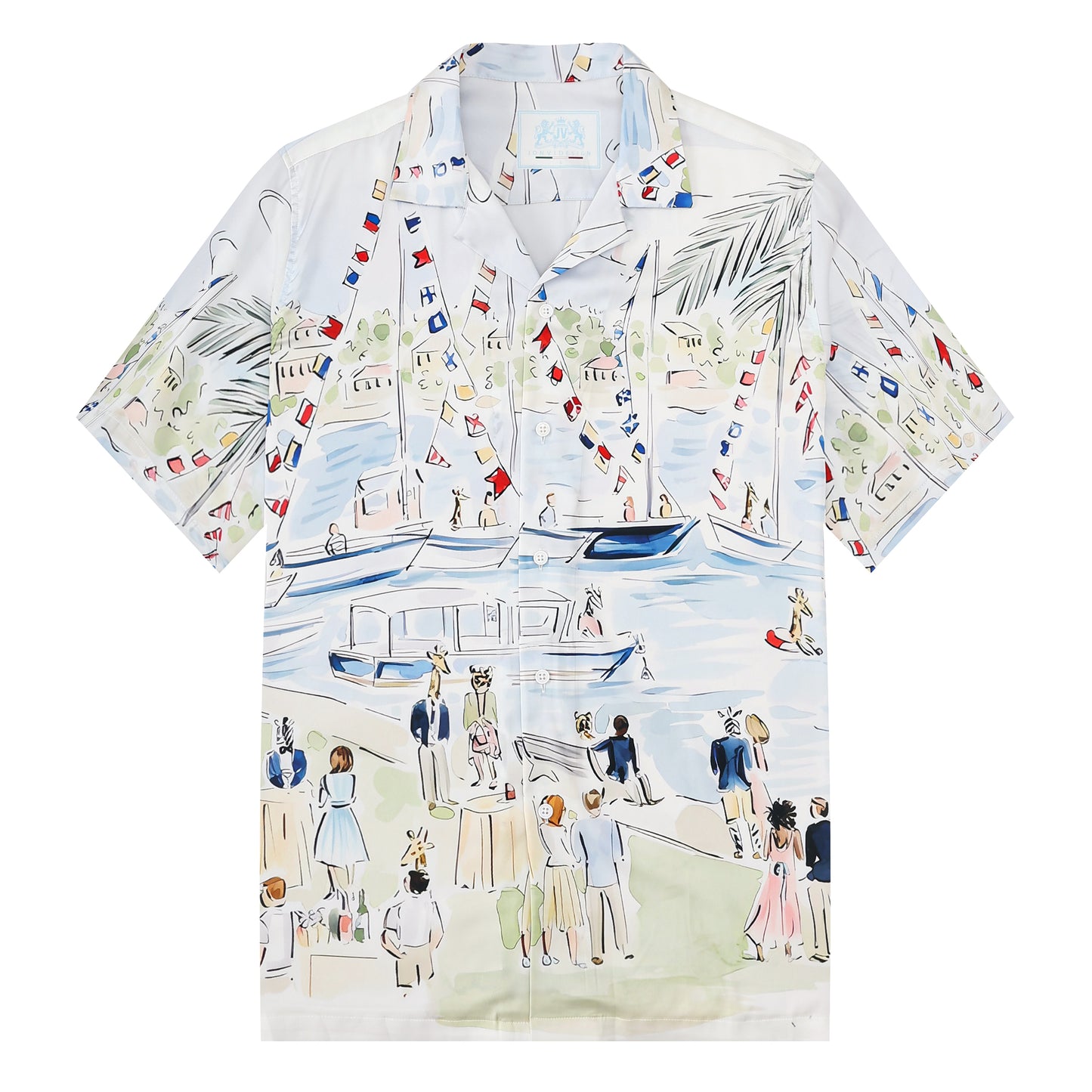Coastal Town Theme Resort Wear Camp Collar Short Sleeve Shirt