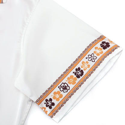 Hawaiian Tiki Themed Pattern Short Sleeve Camp Collar Shirt