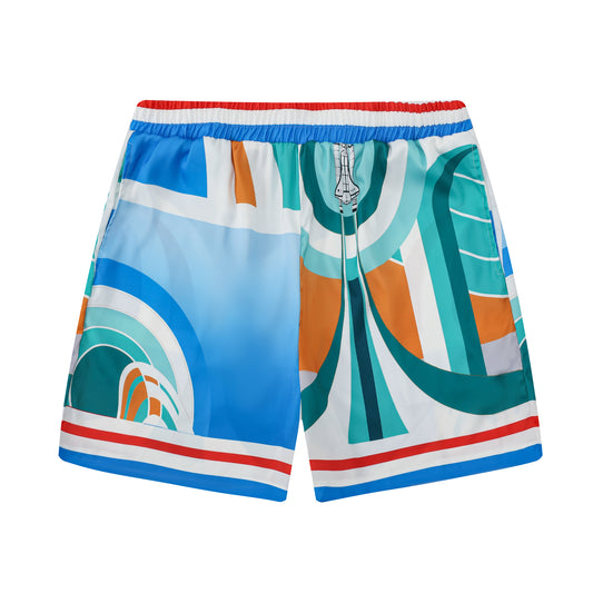 Graphic Pattern Elastic Waistband Summer Casual Shorts
