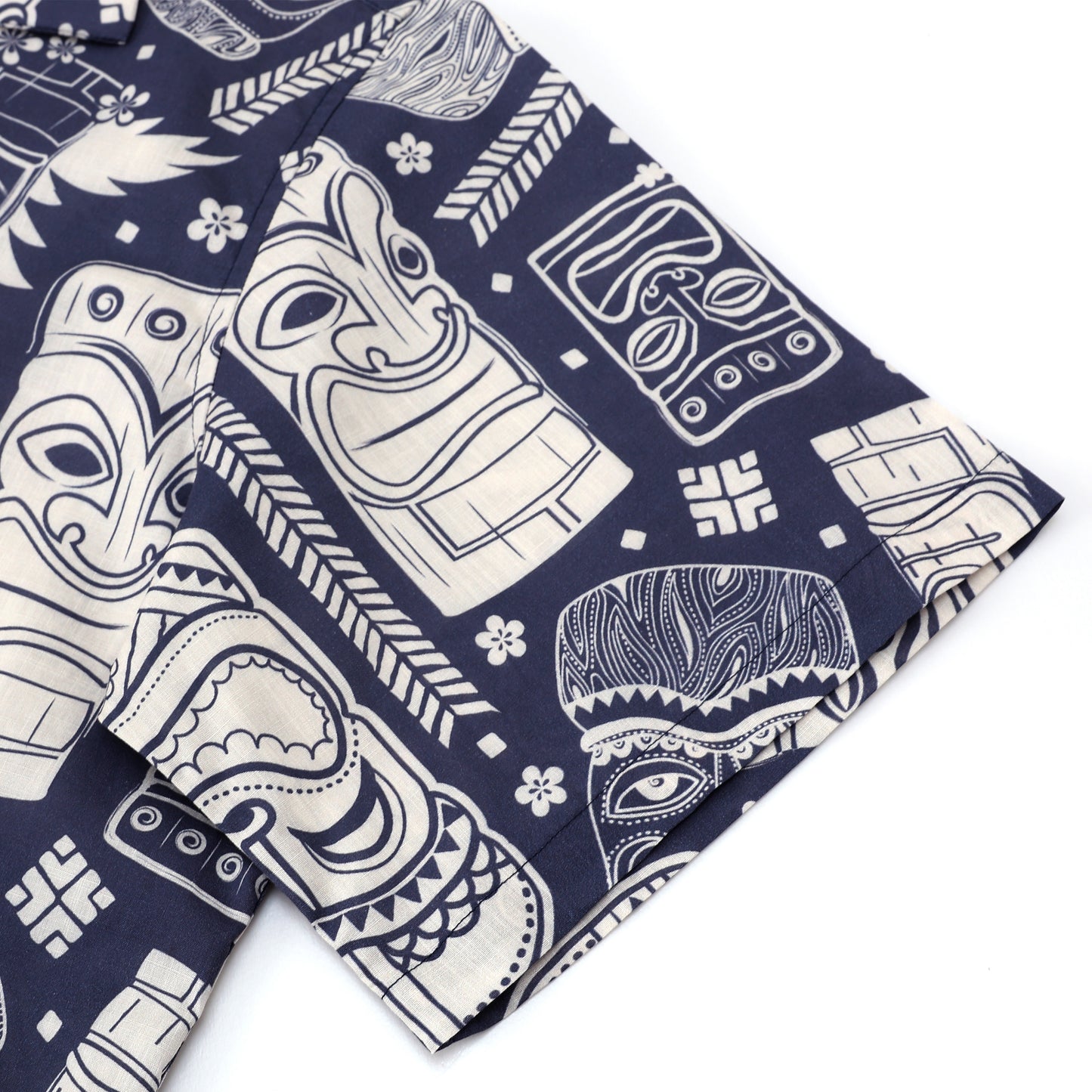 Tiki Statue Pattern Short Sleeve Camp Collar Shirt