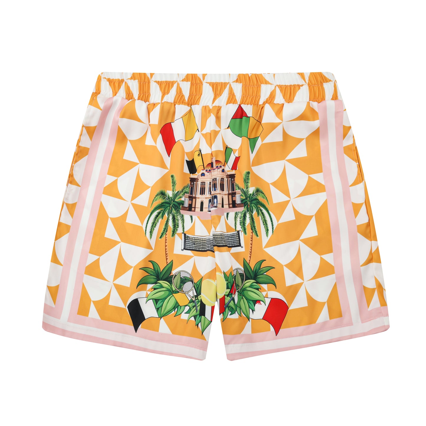 Retro Palace Tennis Coconut Pattern Waistband Shorts