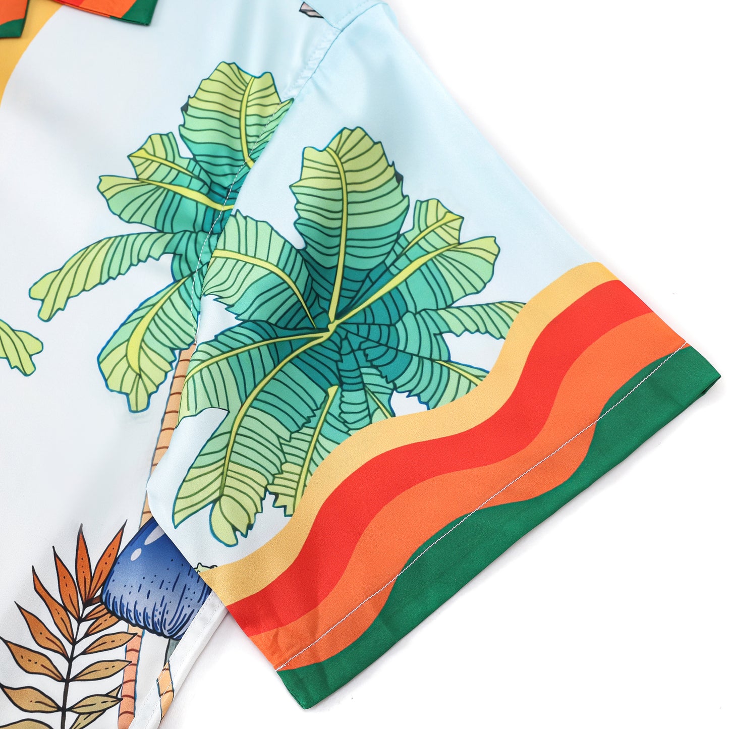 Tropical Print Short Sleeve Camp Collar Shirt