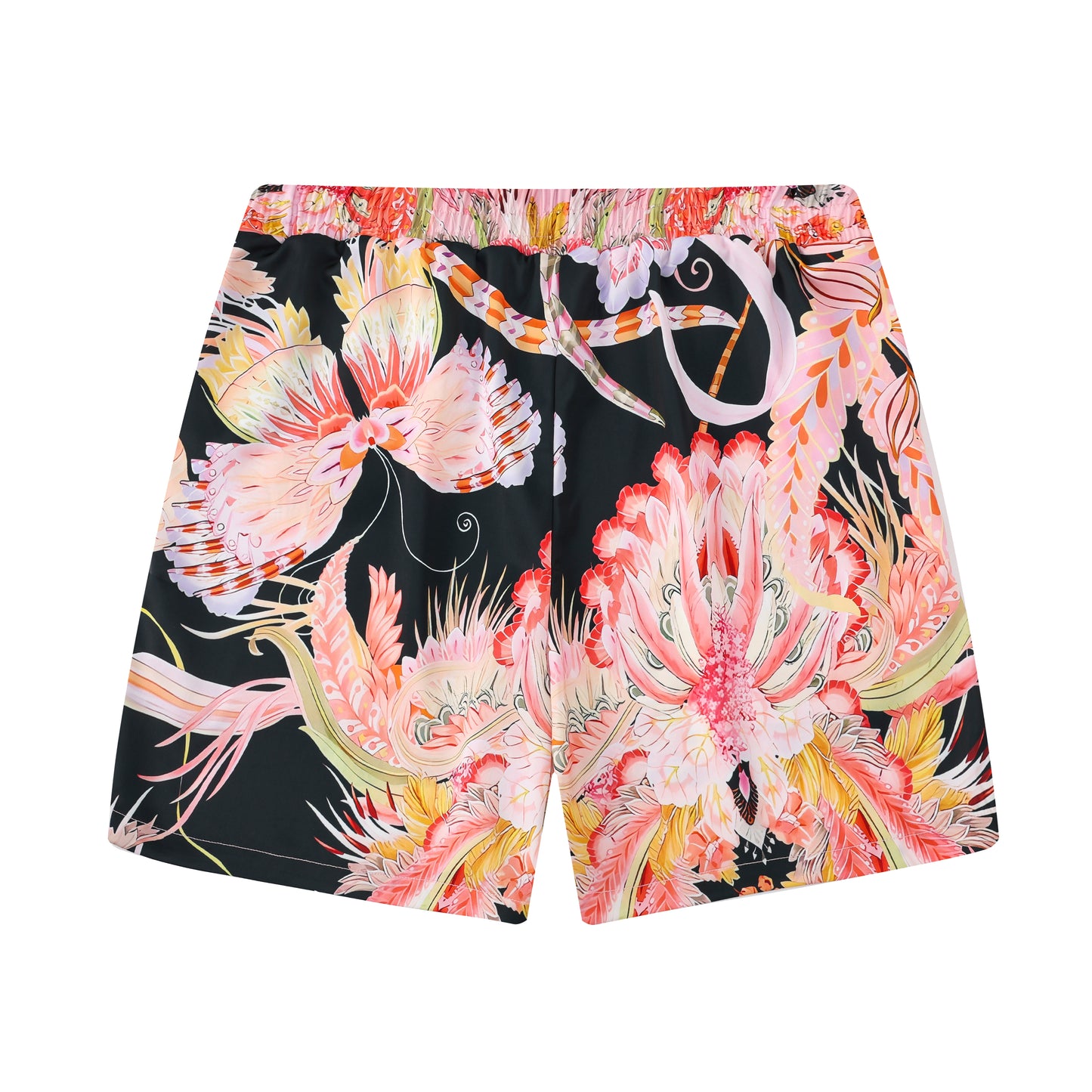 Floral Butterflies Pattern Silk Fiber Waistband Shorts
