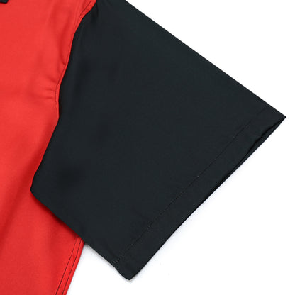 Black And Red Mouse Print Camp Collar Short Sleeve Shirt For Men