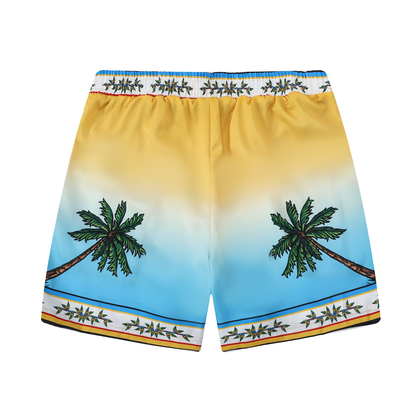 Tropical Vibe Tiki Pattern Waistband Shorts in Yellow