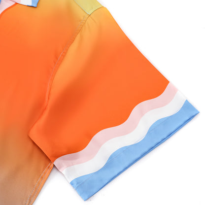 Angel Sun Pattern Short Sleeve Camp Collar Shirt