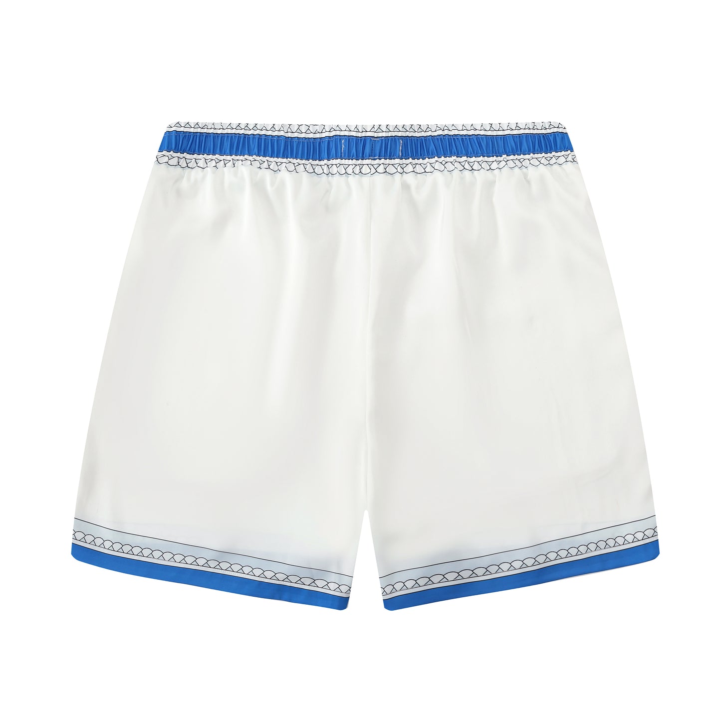 Blue Shell Pattern Silk Elastic Waistband Tennis Shorts