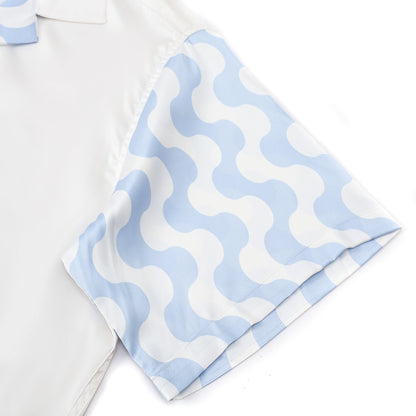 Tennis Element Print Short Sleeve Camp Collar Shirt