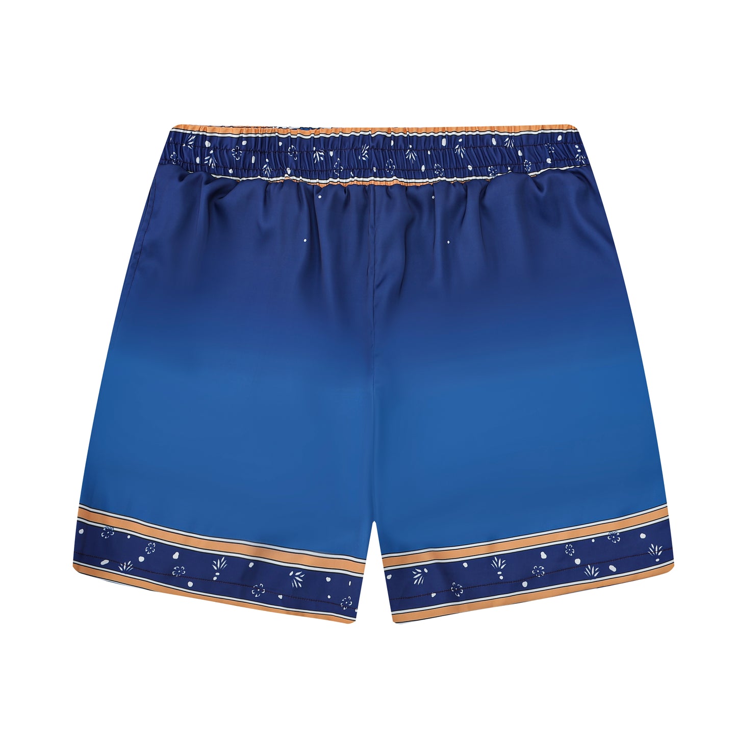 Solid Color Elastic Waistband Casual Shorts in Blue