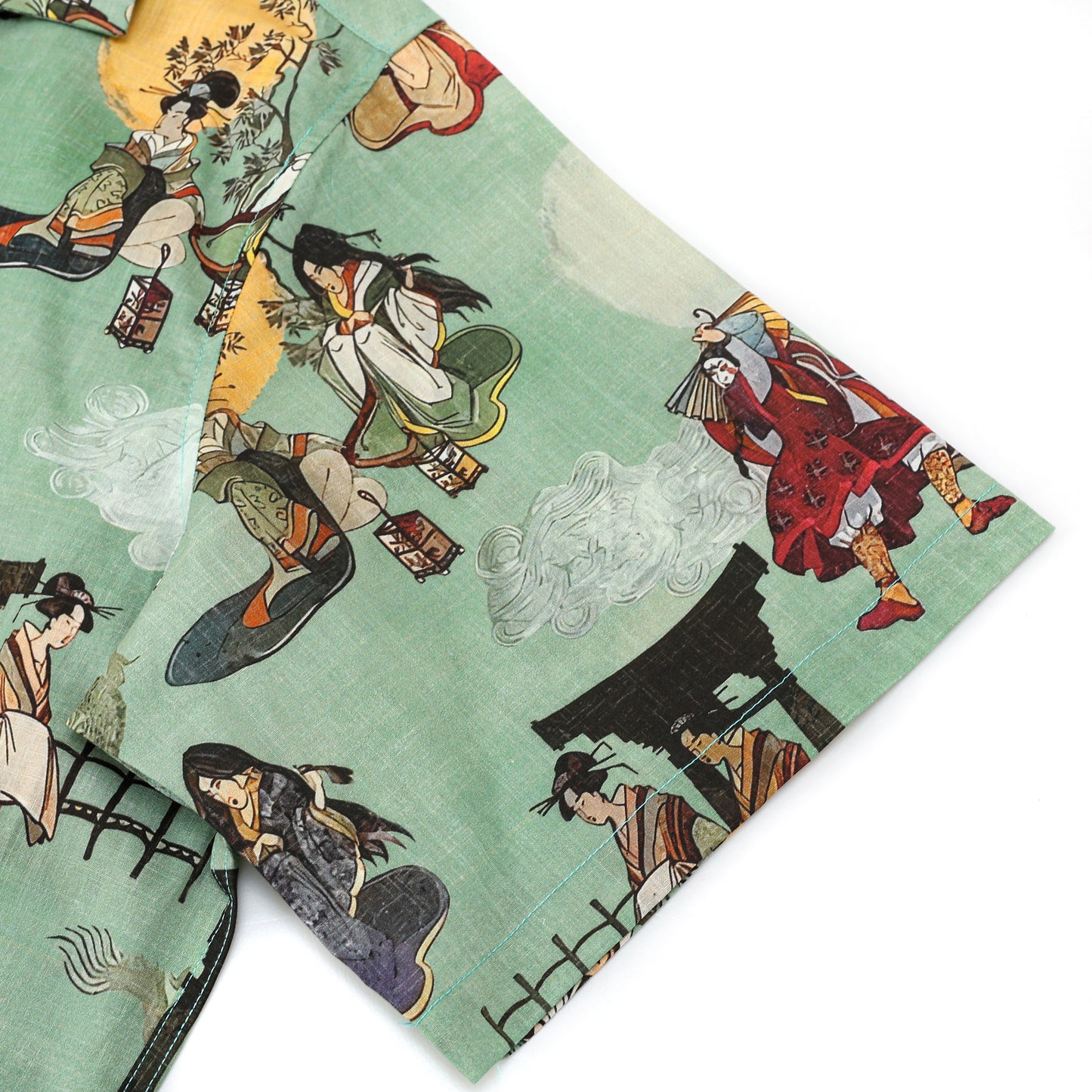 Ukiyo-e KABUKI Pattern Camp Collar Short Sleeve Shirt