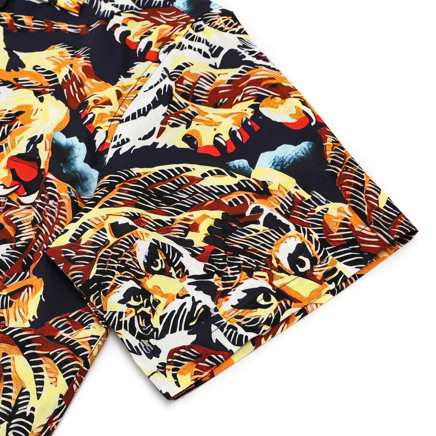 Roar Tiger Printed Camp Collar Short Sleeve Shirt