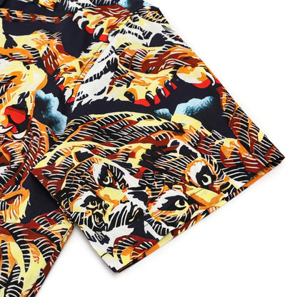 Roar Tiger Printed Camp Collar Short Sleeve Shirt
