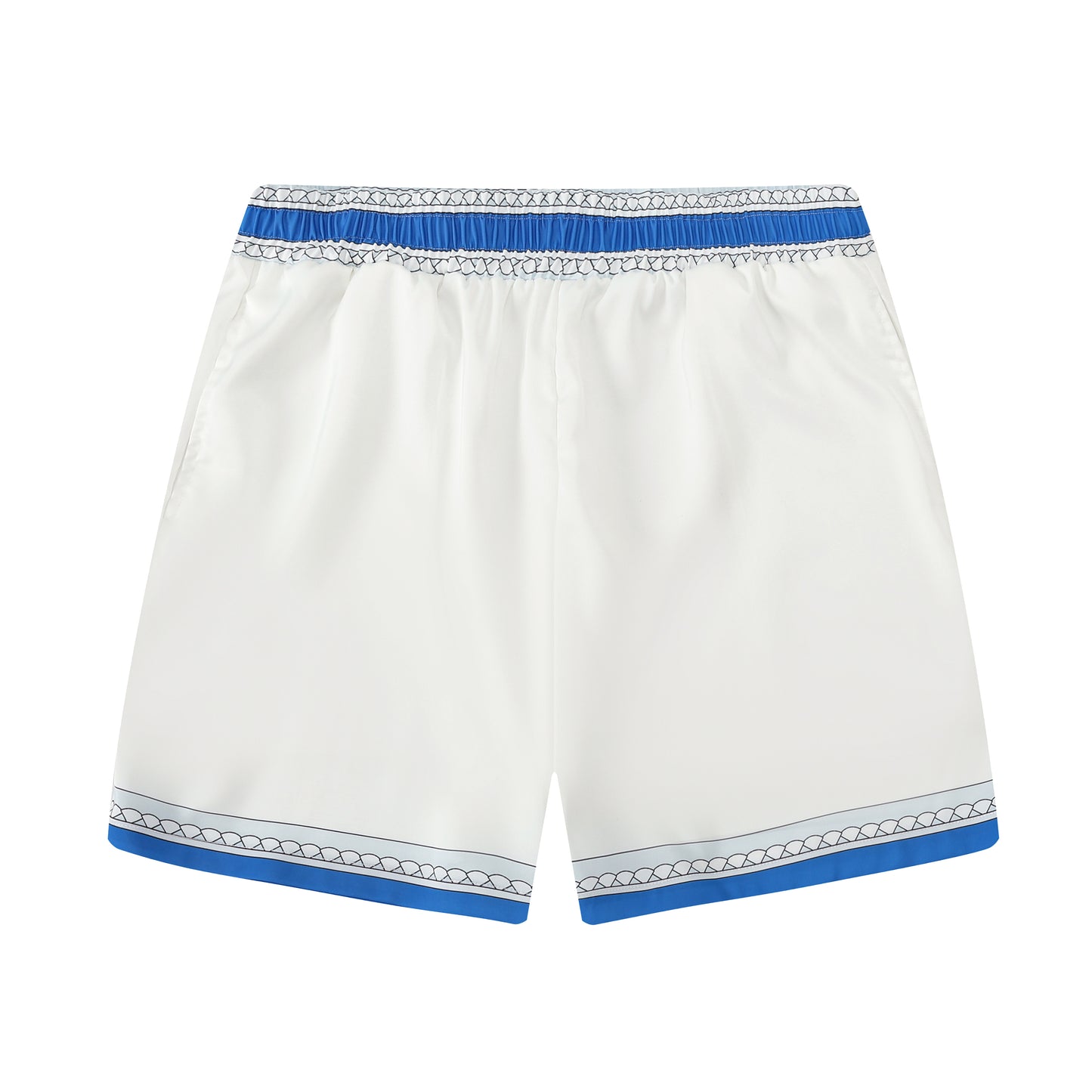 Blue Shell Pattern Silk Elastic Waistband Tennis Shorts