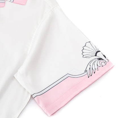 Marine Seahorse Pattern Short Sleeve Camp Collar Shirt