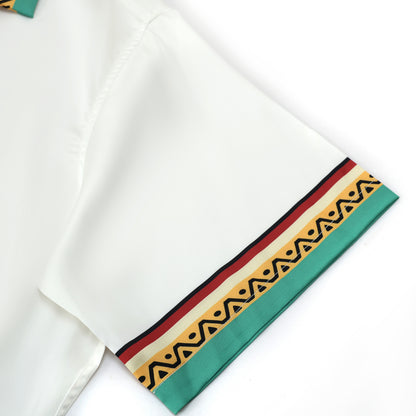 Festival Outfit Tiki Statue Pattern Short Sleeve Camp Collar Shirt