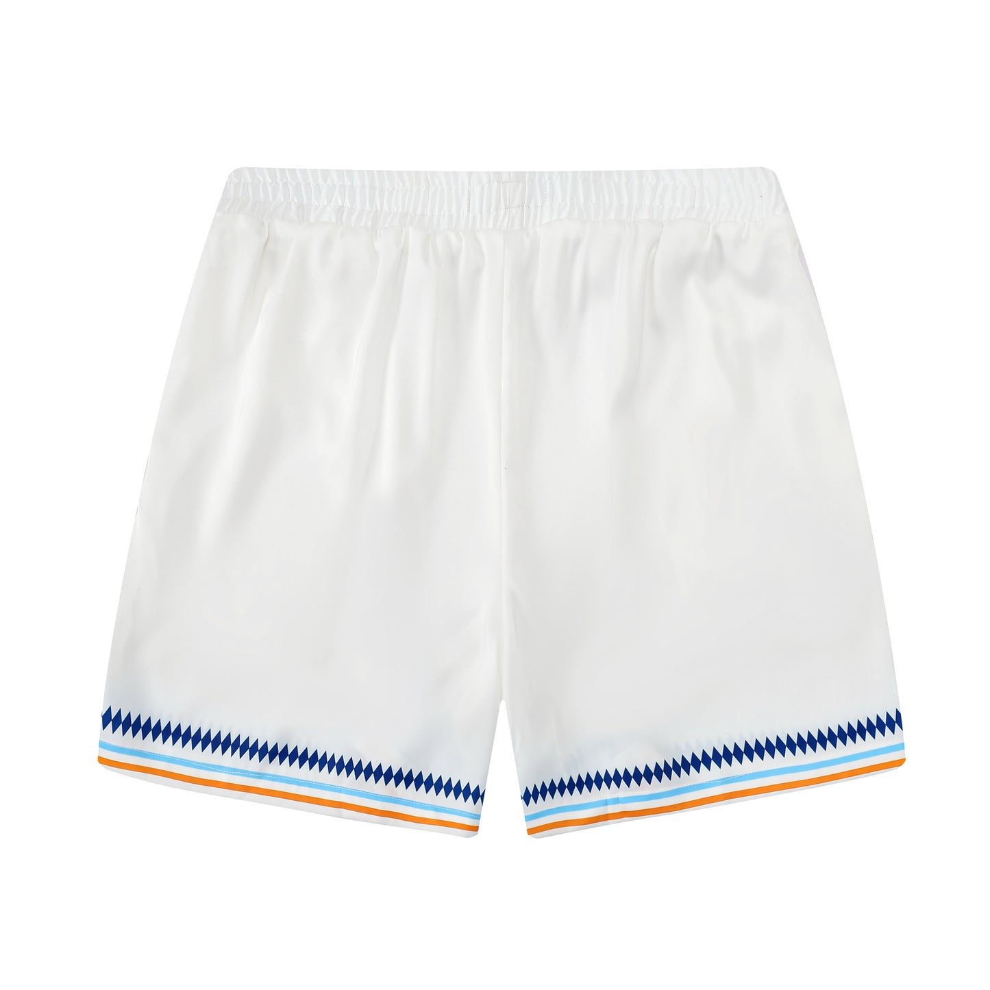 White Stripe Elastic Waistband Casual Tennis Shorts for Vacation