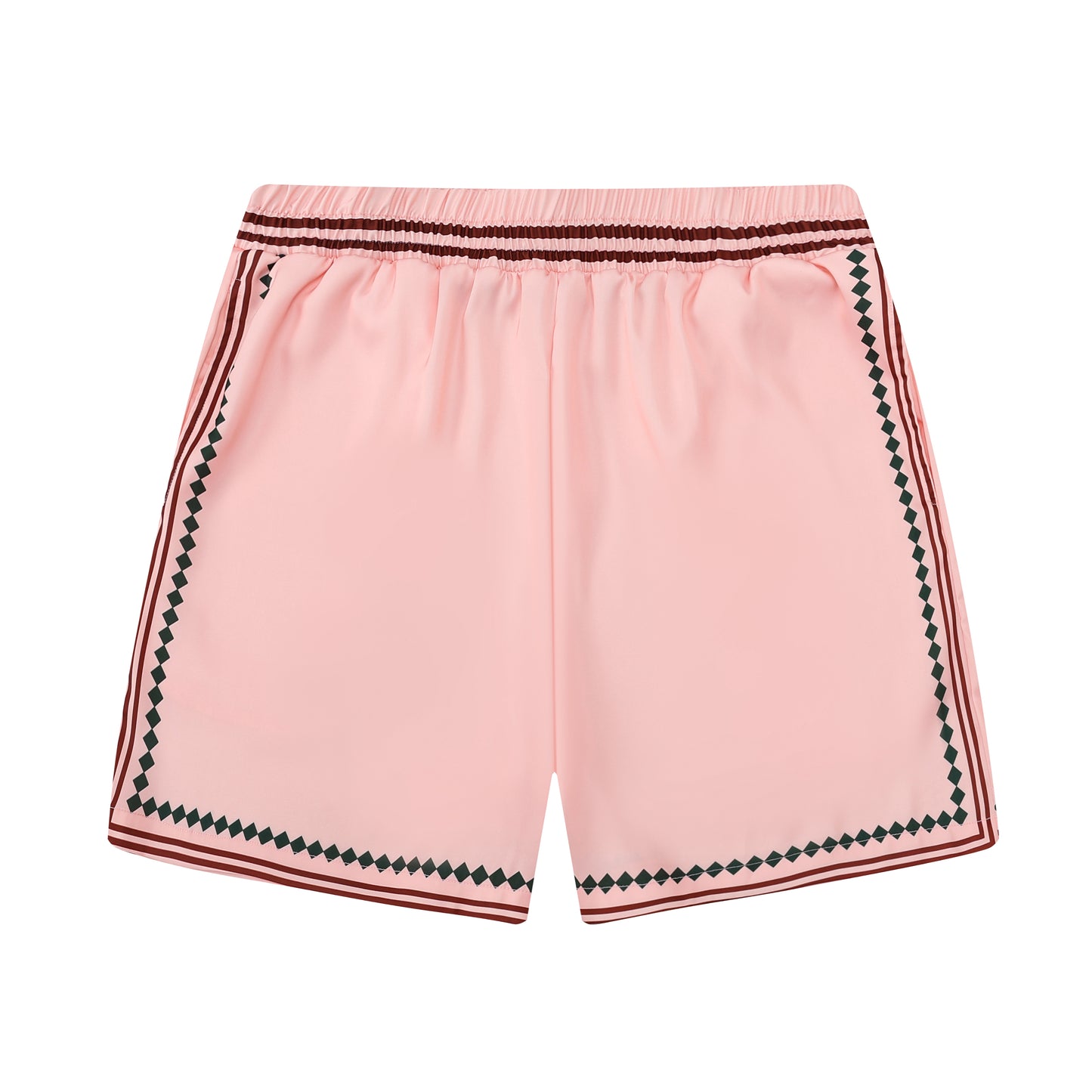 Pink Stripe Elastic Waistband Tennis Shorts for Men