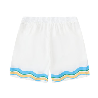 Seahorse Beach Wave Pattern Waistband Shorts