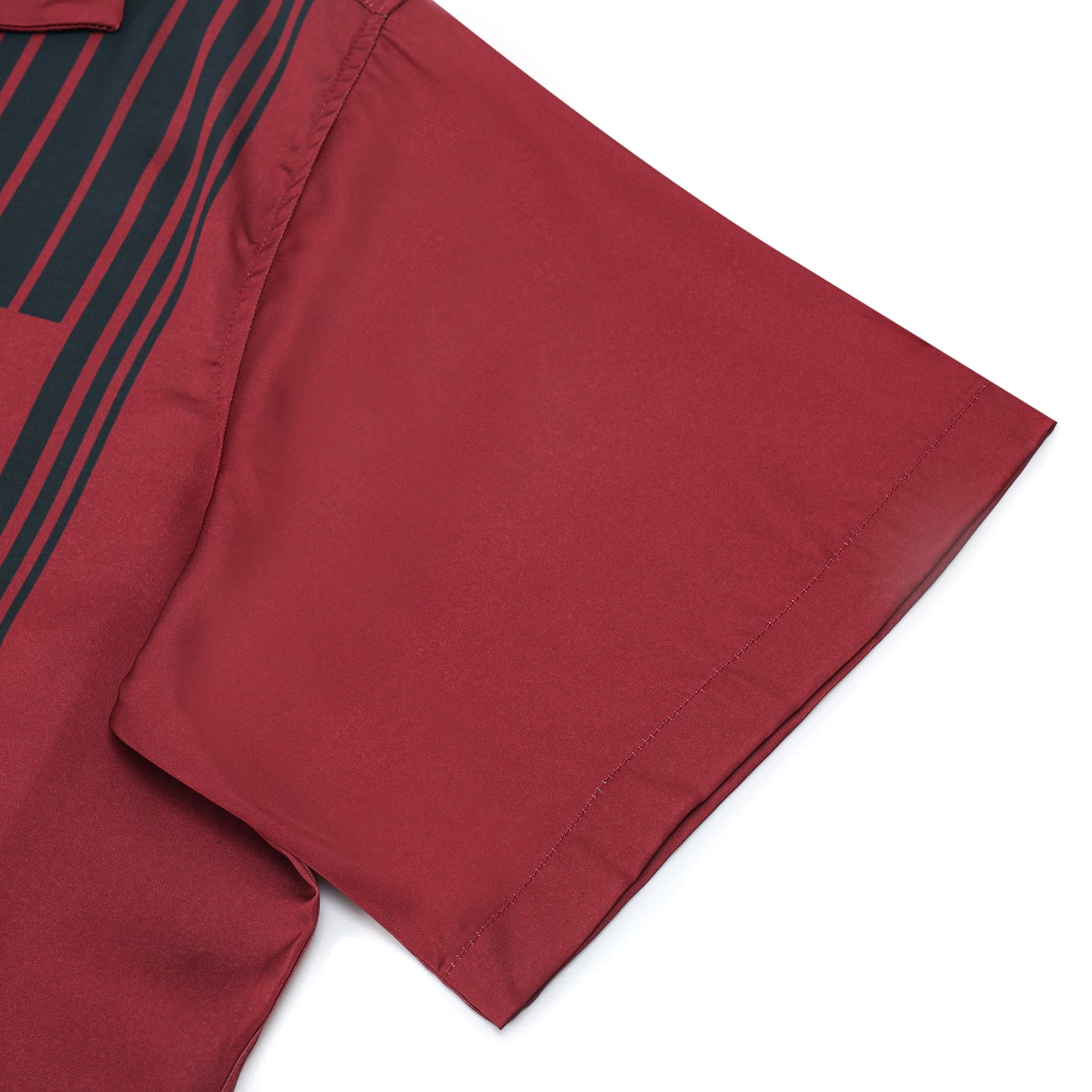 Dark Red Mouse Print Camp Collar Short Sleeve Shirt