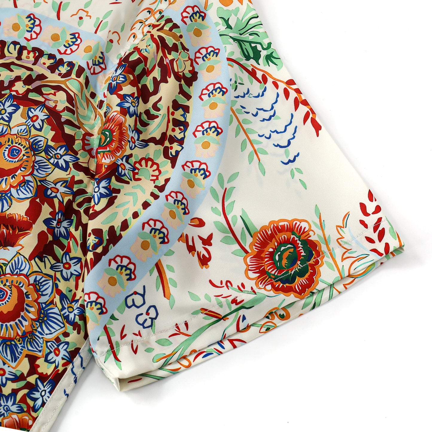 Tropical Floral Pattern Print Short Sleeve Camp Collar Shirt