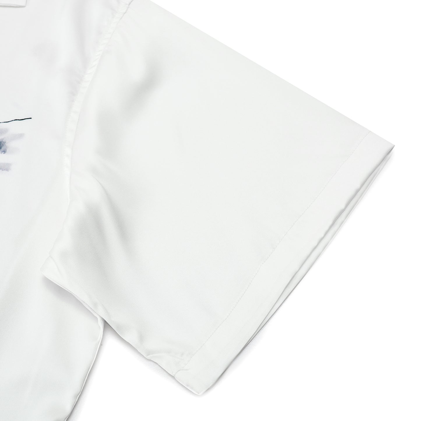 Cat Print Camp Collar Short Sleeve Shirt Simple White Style