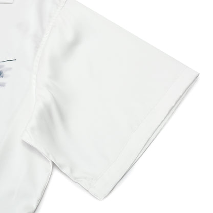 Cat Print Camp Collar Short Sleeve Shirt Simple White Style